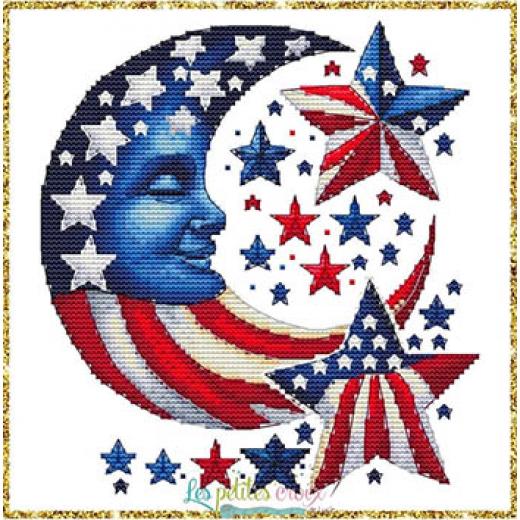 Les Petites Croix De Lucie - Patriotic Moon (Stickvorlage)