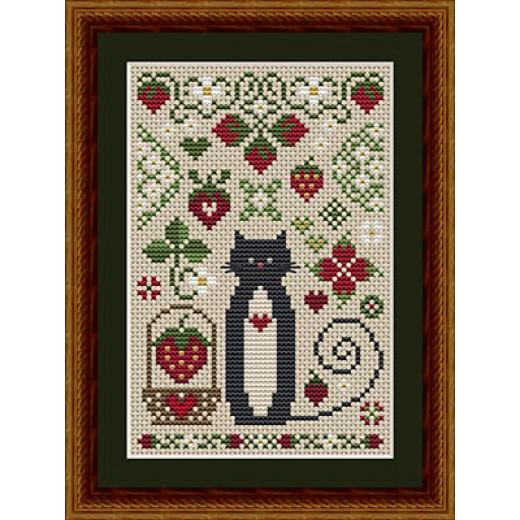 Strawberry Cat - Happiness Is Heartmade (Stickvorlage)