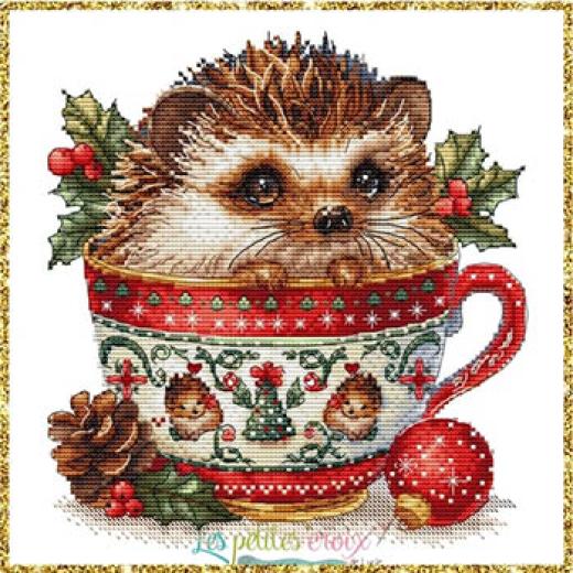 Christmas Animals Cup Hedgehog - Les Petites Croix De Lucie (Stickvorlage)