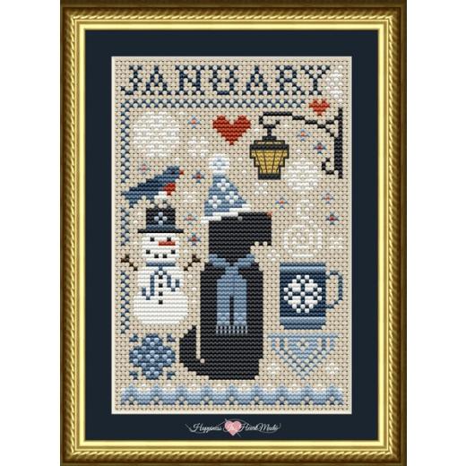 Scottie January Dog - Happiness Is Heartmade (Stickvorlage)