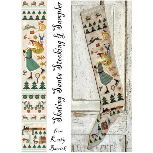 Kathy Barrick - Skating Santa Stocking & Sampler