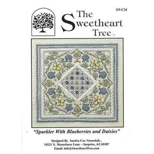 Stickvorlage The Sweetheart Tree - Sparkler With Blueberries And Daisies