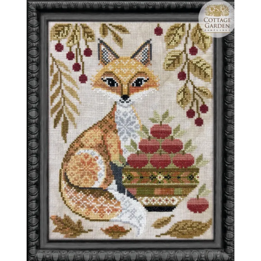 Stickvorlage Cottage Garden Samplings - Harvest Fox - Among The Seasons 2