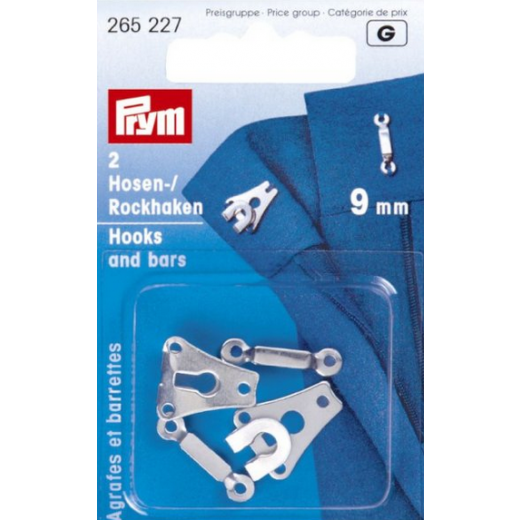 Hosenhaken und Stege silberfarbig 9 mm - Prym