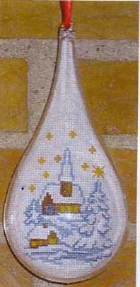 Oehlenschläger Stickpackung - Weihnachtshänger Kirche im Schnee