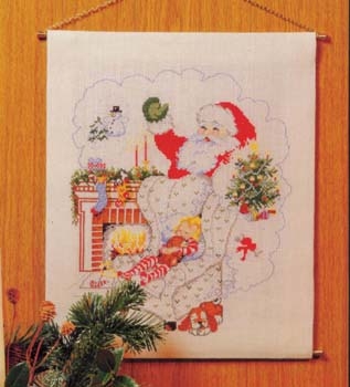 Oehlenschläger Stickpackung - Behang Weihnachtsmann am Kamin