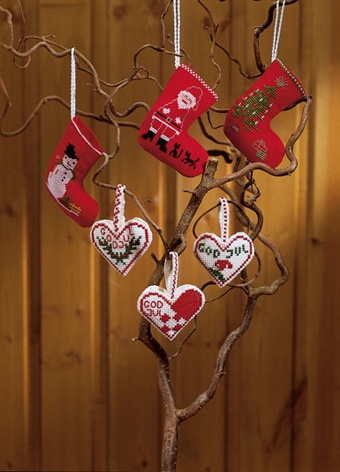 Permin of Copenhagen Stickpackung - Weihnachtshänger 3er-Pack (Ausverkauf)