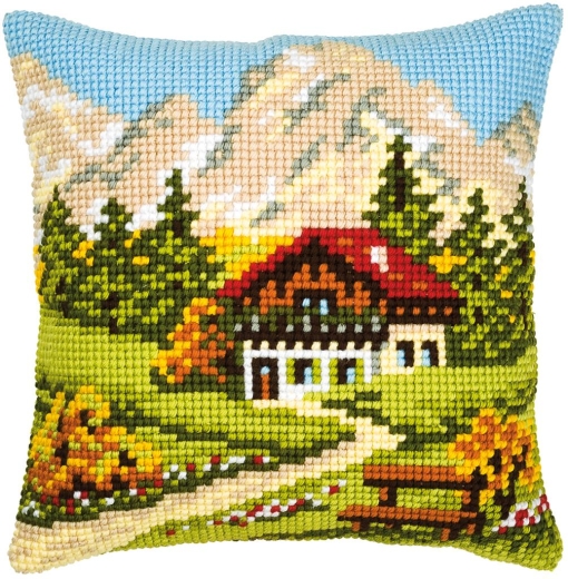 Vervaco Verachtert - Kreuzstichkissen Berglandschaft