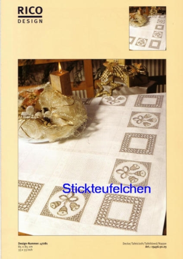 Stickvorlage Rico Design - Tischdecke Glocken beige (Ausverkauf)