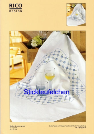 Stickvorlage Rico Design Kreuzstich - Tischdecke Blumengitter