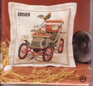 Oehlenschläger Stickpackung - Oldtimer mit Hühnern