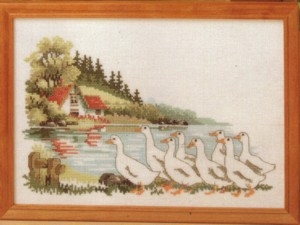 Oehlenschläger Stickpackung - Gänse am See