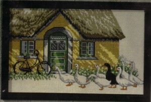 Oehlenschläger Stickpackung - Bauernhaus mit Gänsen
