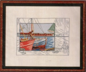 Stickpackung Oehlenschläger - Fischkutter im Hafen 24x30 cm