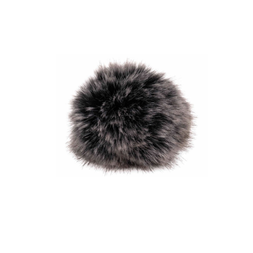 Chinchilla Fell Pompon (Kunstfell) mit Druckknopf - black grey