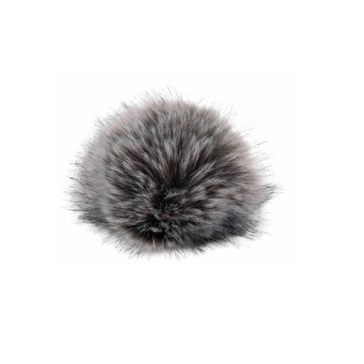 Chinchilla Fell Pompon (Kunstfell) mit Druckknopf - silver grey