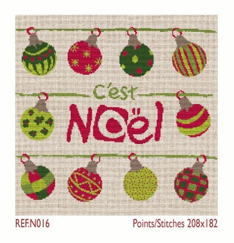 Stickvorlage Lilipoints - Les boules de Noel