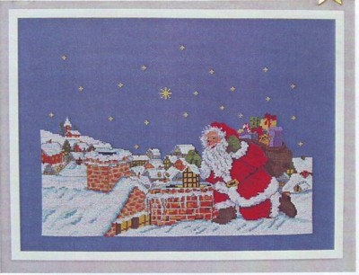Stickpackung Oehlenschläger - Weihnachtsmann auf dem Dach 39x54 cm