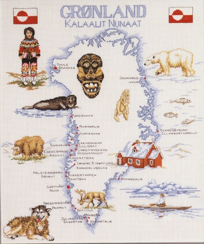 Stickpackung Oehlenschläger - Landkarte Grönland 50x60 cm