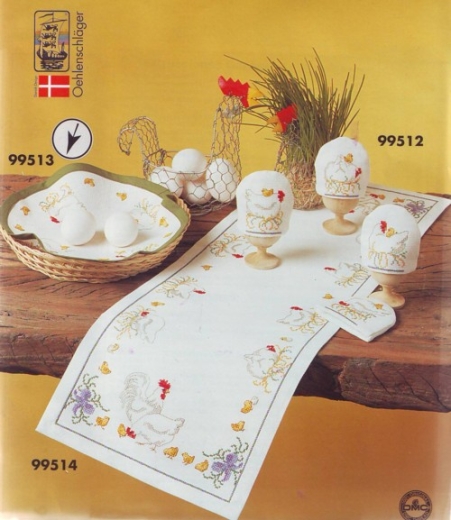 Oehlenschläger Stickpackung - Brotkorbdeckchen Hühner