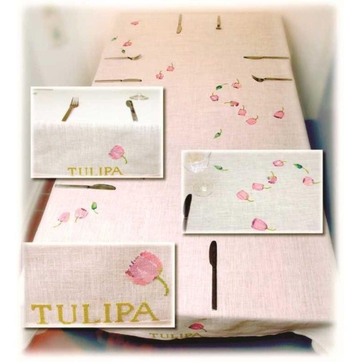 Fremme Stickpackung - Tischdecke Tulpen 140x210 cm