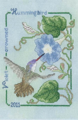 Stickvorlage Crossed Wing Collection - Violet Crowned Hummingbird