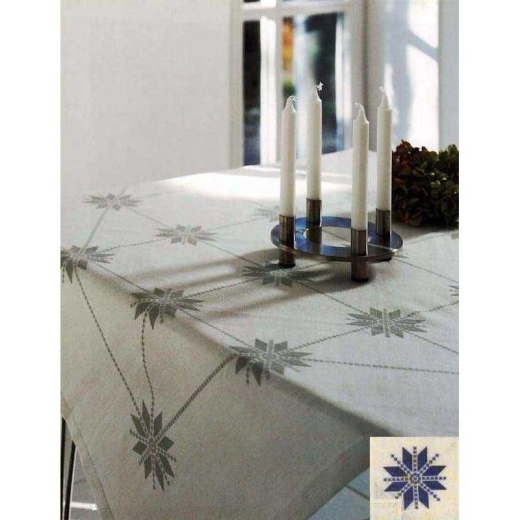 Haandarbejdets Fremme - Tischdecke Sterne blau