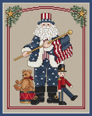 Stickvorlage Sue Hillis Designs - Patriotic Santa