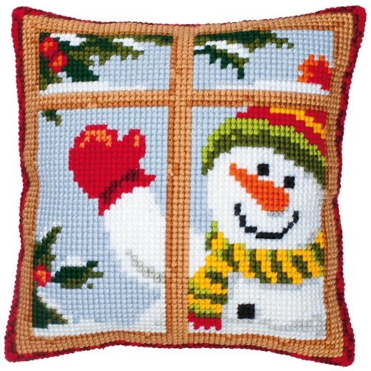 Schneemann - Kreuzstichkissen Vervaco Verachtert (Stickkissen)