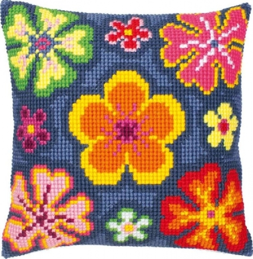 Vervaco Verachtert - Kreuzstichkissen Flower Power