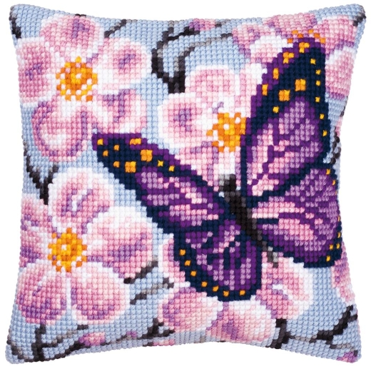 Kreuzstichkissen Vervaco - Schmetterling lila