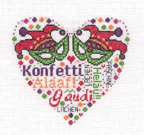 Stickvorlage Gisela Süskind Faschingsherz