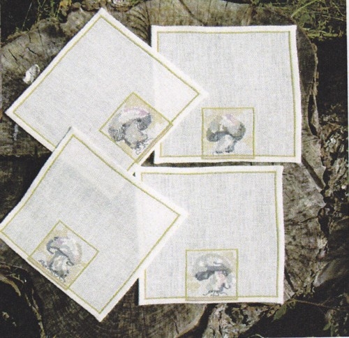 Fremme Stickpackung - Champignons 4er-Set 16x15 cm