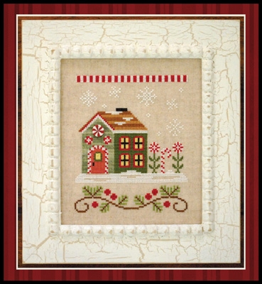 Country Cottage Needleworks - Santas Village 8 Candy Cane Cottage