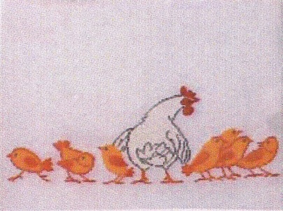 Fremme Stickpackung - Läufer Huhn mit Küken 40x100 cm