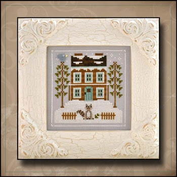 Stickvorlage Country Cottage Needleworks - Frosty Forest 1 Raccoon Cabin