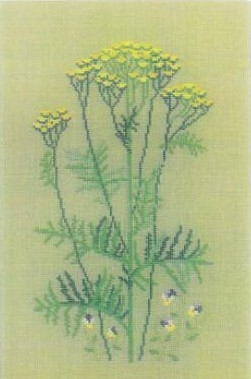 Stickvorlage Dekoratives in Kreuzstich - Rainfarn & Feldstiefmütterchen (Ausverkauf)