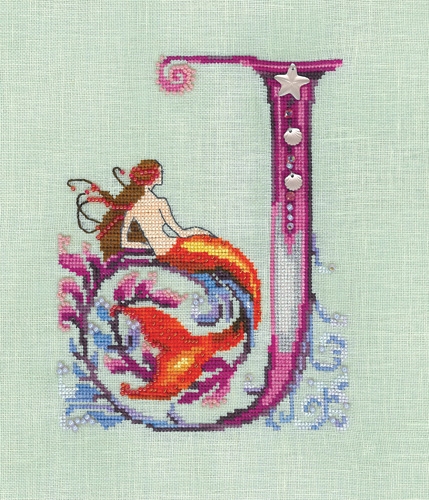 Stickvorlage Nora Corbett - Letters From Mermaids Buchstabe J