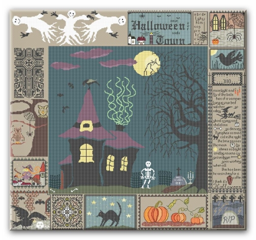 Stickvorlage Farbenfroh - Halloween Sampler (Ausverkauf)