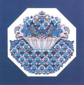 Fremme Stickpackung - Blumenschale blau 44x44 cm