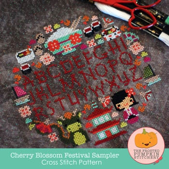 Stickvorlage Frosted Pumpkin Stitchery - Cherry Blossom Festival Sampler