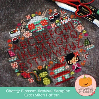 Stickvorlage Frosted Pumpkin Stitchery - Cherry Blossom Festival Sampler (Ausverkauf)