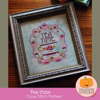 Stickvorlage Frosted Pumpkin Stitchery - Tea Time (Ausverkauf)