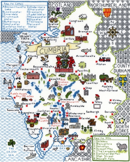 Bothy Threads Stickpackung - Cumbria Landkarte