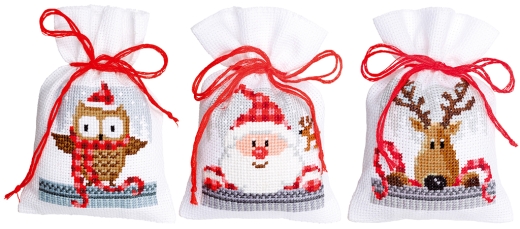 Vervaco Stickpackung - Geschenksäckchen Weihnachten 3er-Set