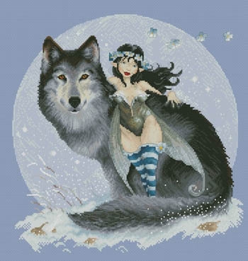 Stickvorlage Lena Lawson Needlearts - Fairy And Wolf (Moguerou) - Ausverkauf
