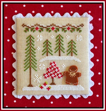 Stickvorlage Country Cottage Needleworks - Gingerbread Village 2 Gingerbread Girl And Peppermint Tree