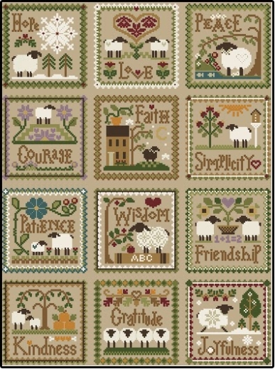 Little Sheep Virtues 12 Vorlagen - Little House Needleworks (Stickvorlagen)