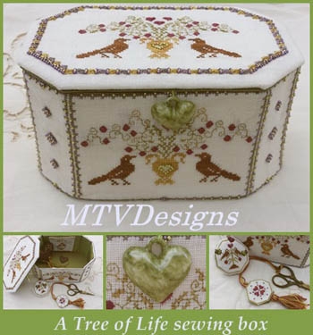 Stickvorlage MTV Designs - Tree Of Life Sewing Box (includes Porcelain Heart)