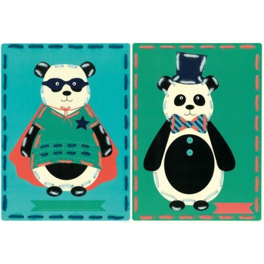 Stickkarten Verachtert/Vervaco - Pandas im Zirkus 2er-Set (Ausverkauf)